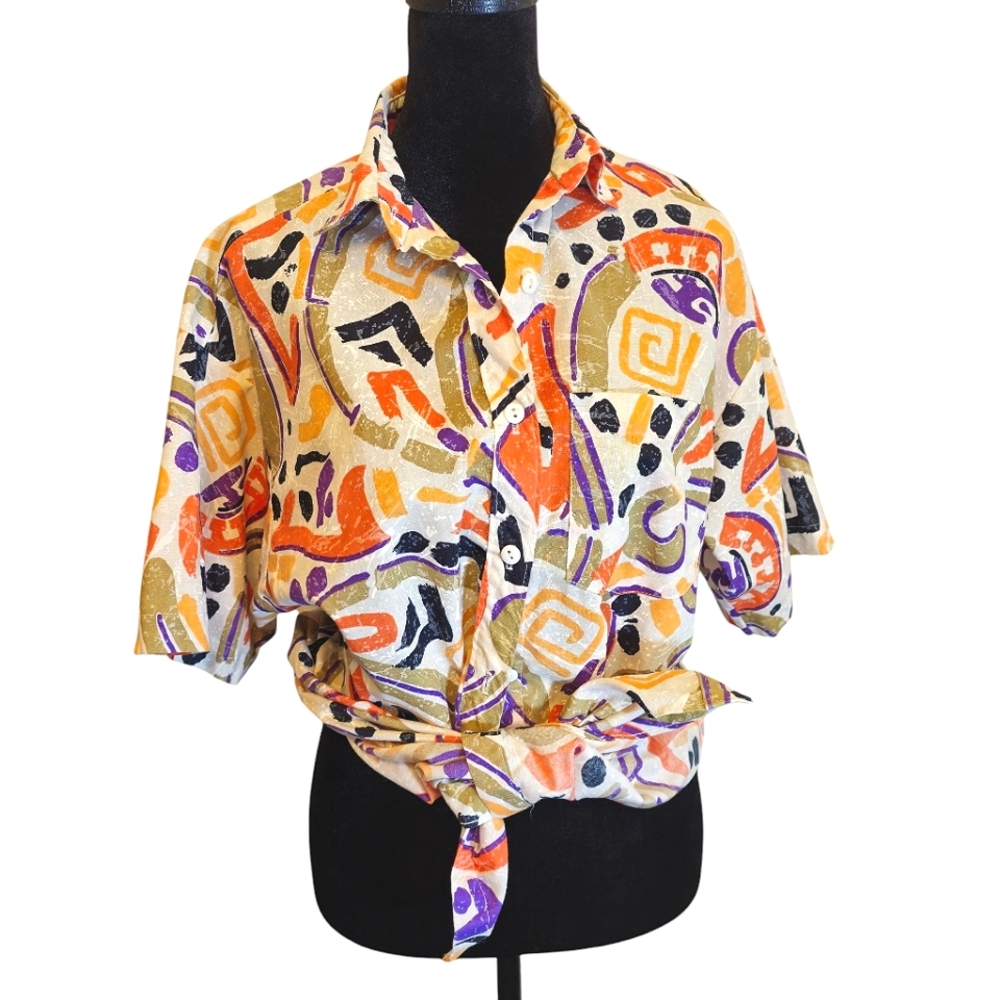 Vintage 90s Abstract Front/Back Button-Up Shirt Medium